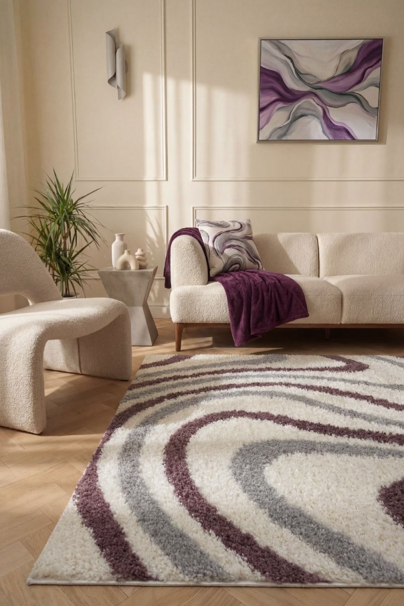 Moodi Shaggy Grey/Purple Smokeberry Rug - Joe’s Haven