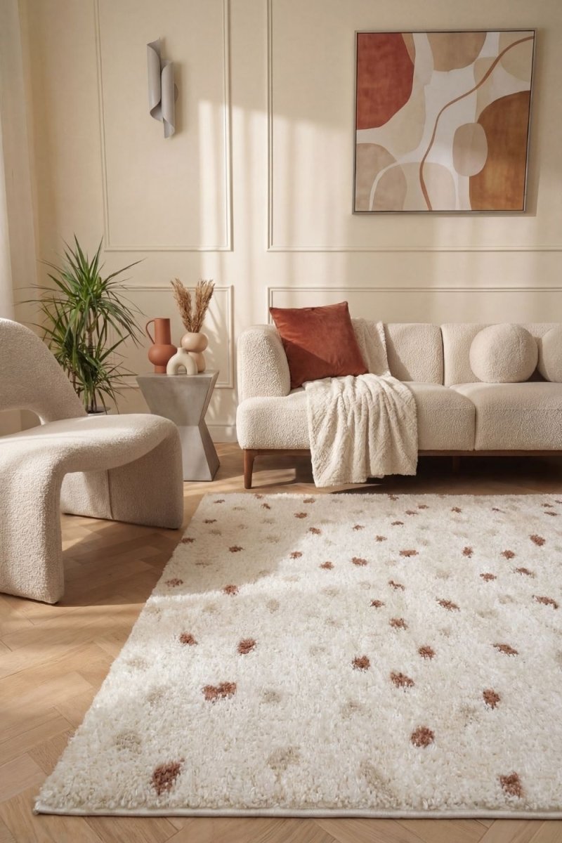 Moodi Shaggy Cream/Terra Biscotti Rug - Joe’s Haven