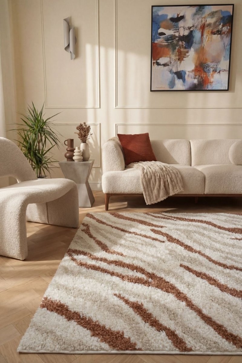 Moodi Shaggy Cream/Terra Savara Rug - Joe’s Haven