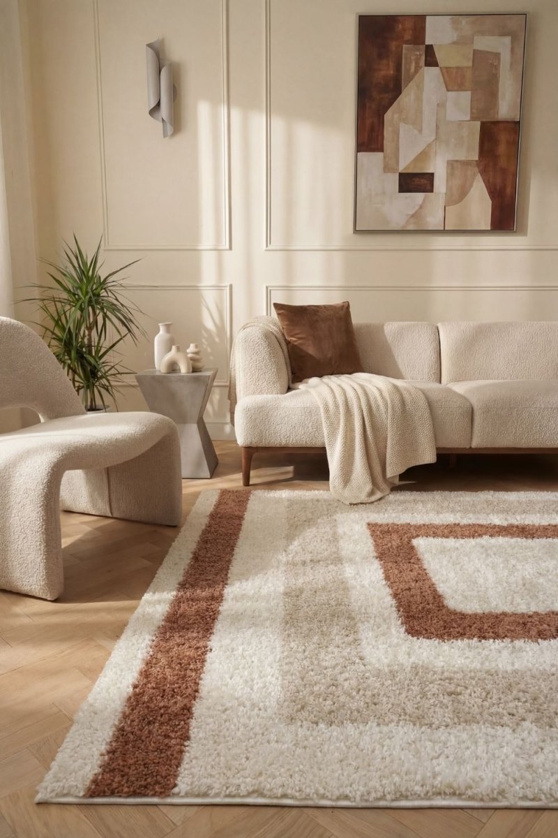 Moodi Shaggy Cream/Terra Slatefern Rug - Joe’s Haven