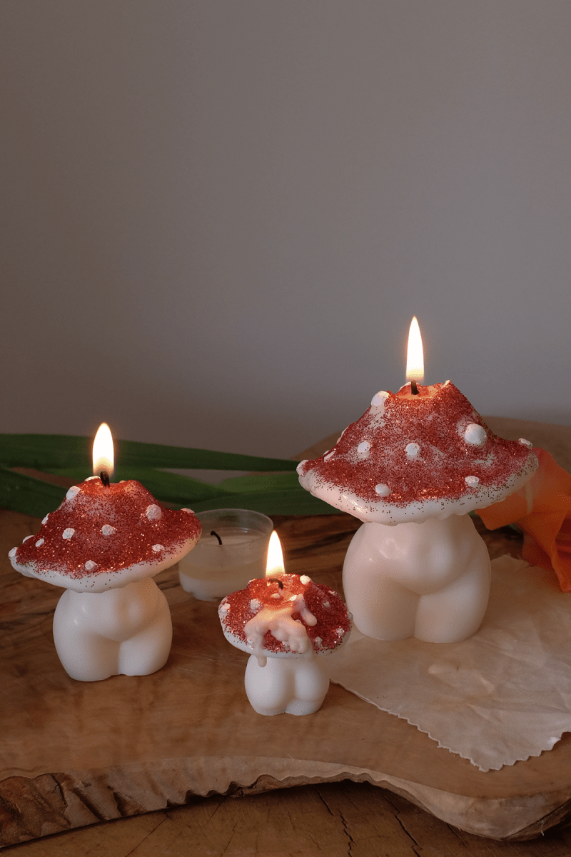 Glittery Mushroom Candles - Trio - Joe’s Haven
