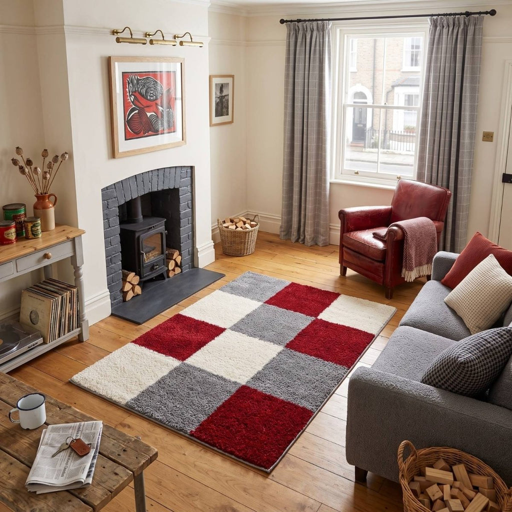 Myshaggy Geometric Red Rug - Joe’s Haven