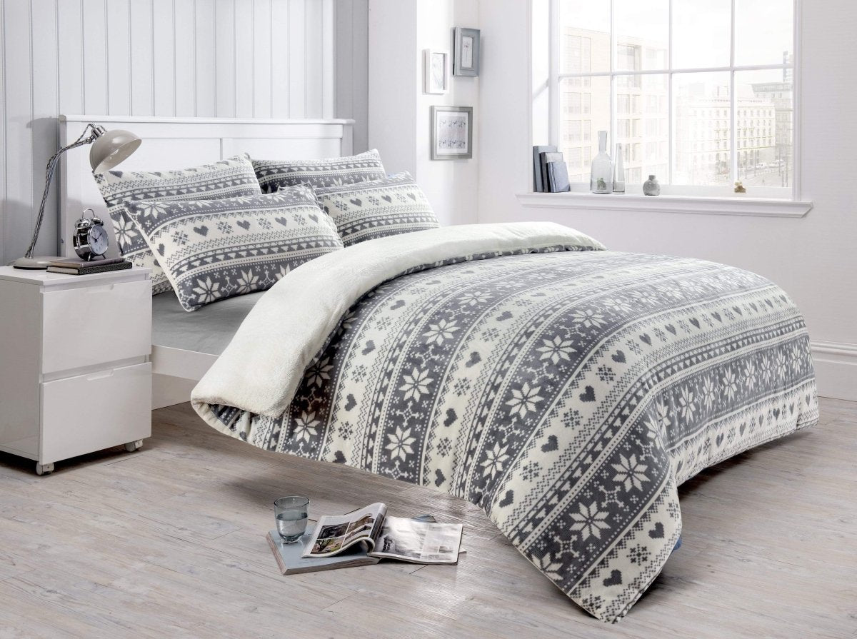 Nordic Fair Isle Reversible Teddy Fleece Duvet Set - Joe’s Haven