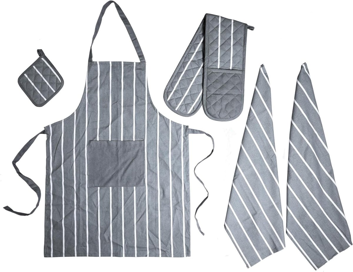 OLIVIA ROCCO Kitchen Sets With Apron Double Oven Gloves Towel Set Oven Mitts Pot Holder - Joe’s Haven