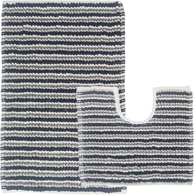 OLIVIA ROCCO Amalfi 2 Piece Bath Mat Set 100% Cotton Jumbo Plush Absorbent Pedestal Bath - Joe’s Haven