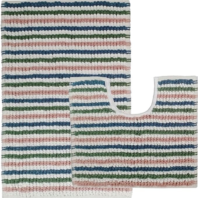 OLIVIA ROCCO Amalfi 2 Piece Bath Mat Set 100% Cotton Jumbo Plush Absorbent Pedestal Bath - Joe’s Haven