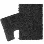 OLIVIA ROCCO Como 2 Piece Black Bath Mat And Pedestal Set Non Slip 100% Cotton Super Soft Easy - Care Home Essential - Joe’s Haven
