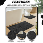 OLIVIA ROCCO Como 2 Piece Black Bath Mat And Pedestal Set Non Slip 100% Cotton Super Soft Easy - Care Home Essential - Joe’s Haven