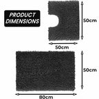 OLIVIA ROCCO Como 2 Piece Black Bath Mat And Pedestal Set Non Slip 100% Cotton Super Soft Easy - Care Home Essential - Joe’s Haven
