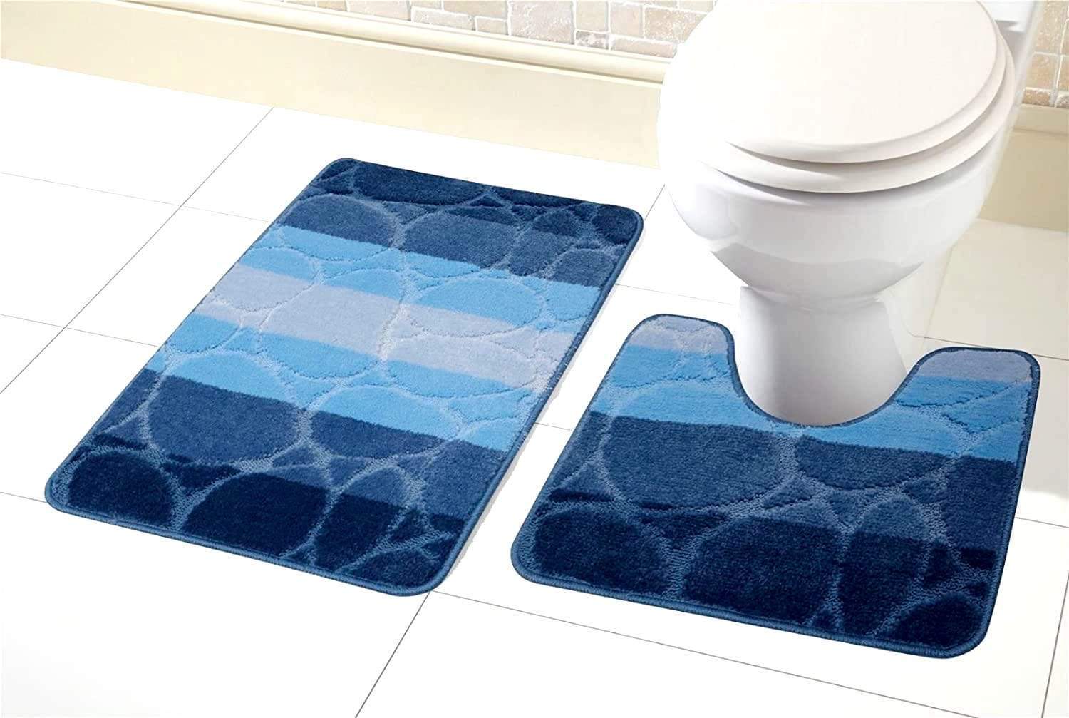 OLIVIA ROCCO Kaya Ultra Soft Non Slip Bath Mat And Pedestal Set Absorbent Multicolor - Joe’s Haven