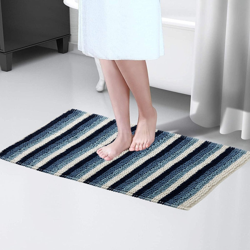 OLIVIA ROCCO Padstow Stripe Bathmat 50 x 80 cm Quick-Drying Anti-Slip Absorbent Durable - Joe’s Haven
