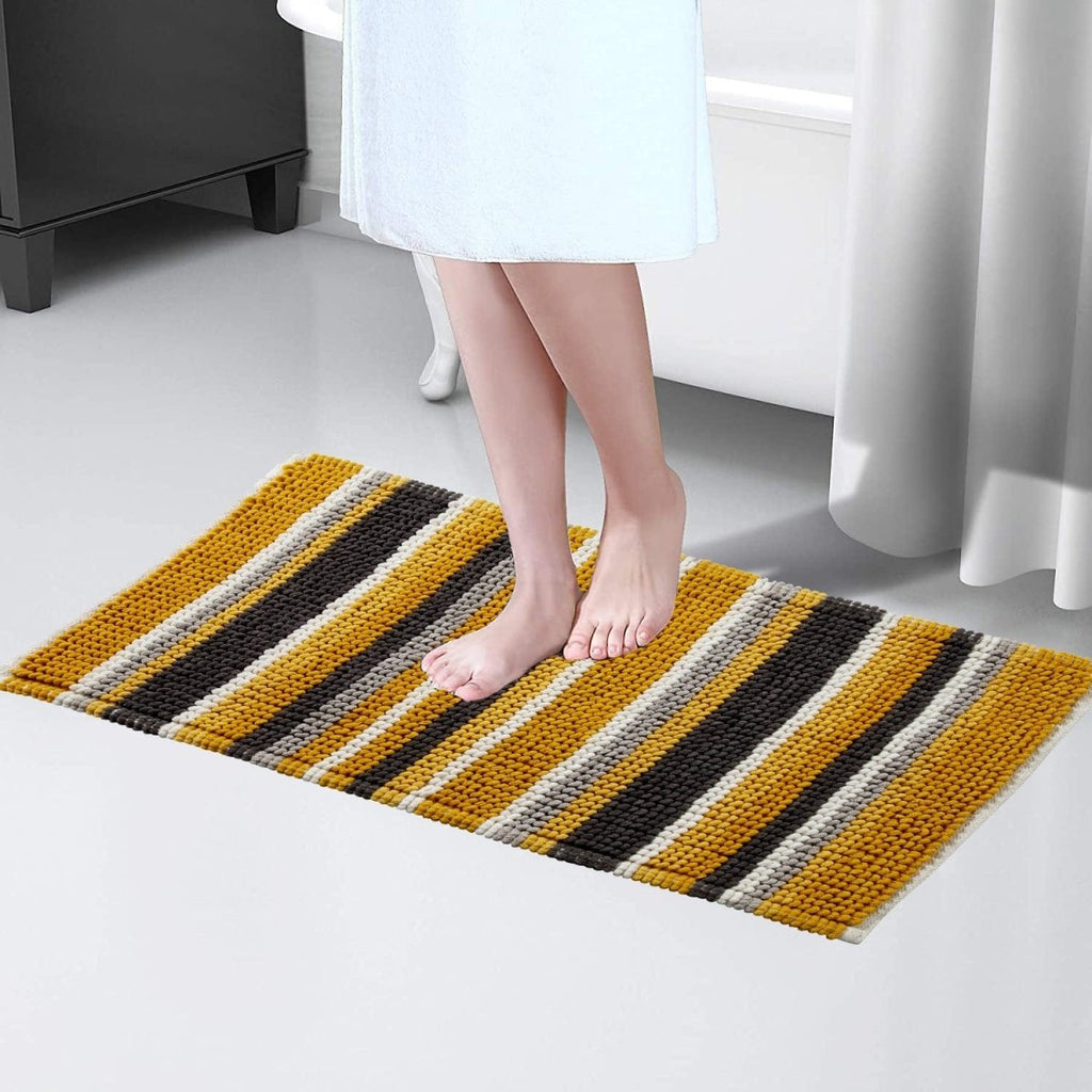 OLIVIA ROCCO Padstow Stripe Bathmat 50 x 80 cm Quick - Drying Anti - Slip Absorbent Durable - Joe’s Haven