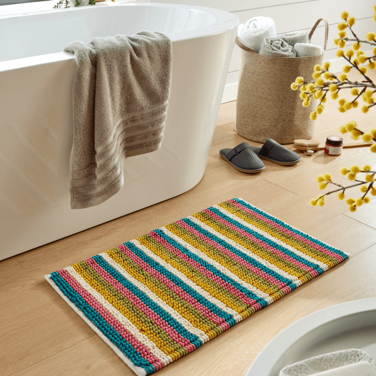 OLIVIA ROCCO Padstow Stripe Bathmat 50 x 80 cm Quick - Drying Anti - Slip Absorbent Durable - Joe’s Haven