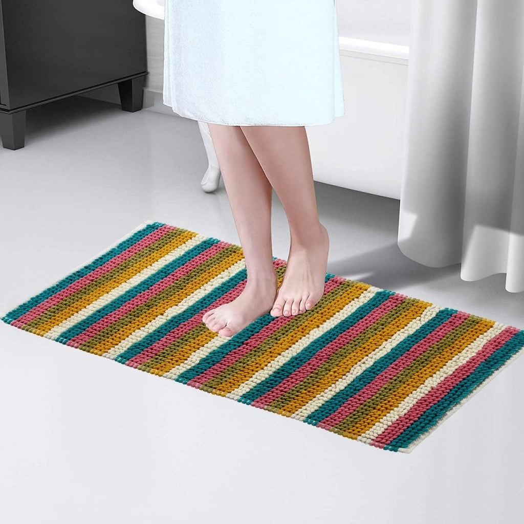 OLIVIA ROCCO Padstow Stripe Bathmat 50 x 80 cm Quick - Drying Anti - Slip Absorbent Durable - Joe’s Haven