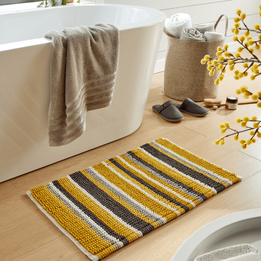 OLIVIA ROCCO Padstow Stripe Bathmat 50 x 80 cm Quick - Drying Anti - Slip Absorbent Durable - Joe’s Haven