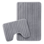 OLIVIA ROCCO 2 Piece Ribbed Bath Mat Set Charcoal Extra Soft Non Slip Super Absorbent - Joe’s Haven