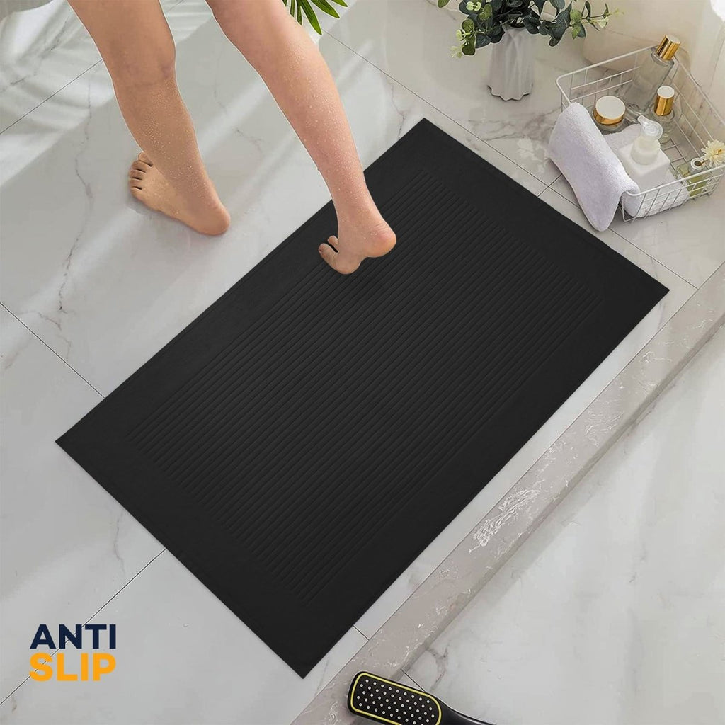 OLIVIA ROCCO Monaco 2 Piece Bath Mat And Pedestal Set Non Slip Water Absorbent 100% Cotton Easy - Care Hotel - Quality Textile - Joe’s Haven