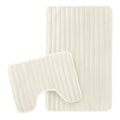 OLIVIA ROCCO 2 Piece Ribbed Bath Mat Set Cream Extra Soft Non Slip Super Absorbent Easy - Joe’s Haven