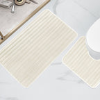OLIVIA ROCCO 2 Piece Ribbed Bath Mat Set Cream Extra Soft Non Slip Super Absorbent Easy - Joe’s Haven
