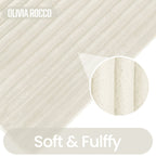 OLIVIA ROCCO 2 Piece Ribbed Bath Mat Set Cream Extra Soft Non Slip Super Absorbent Easy - Joe’s Haven