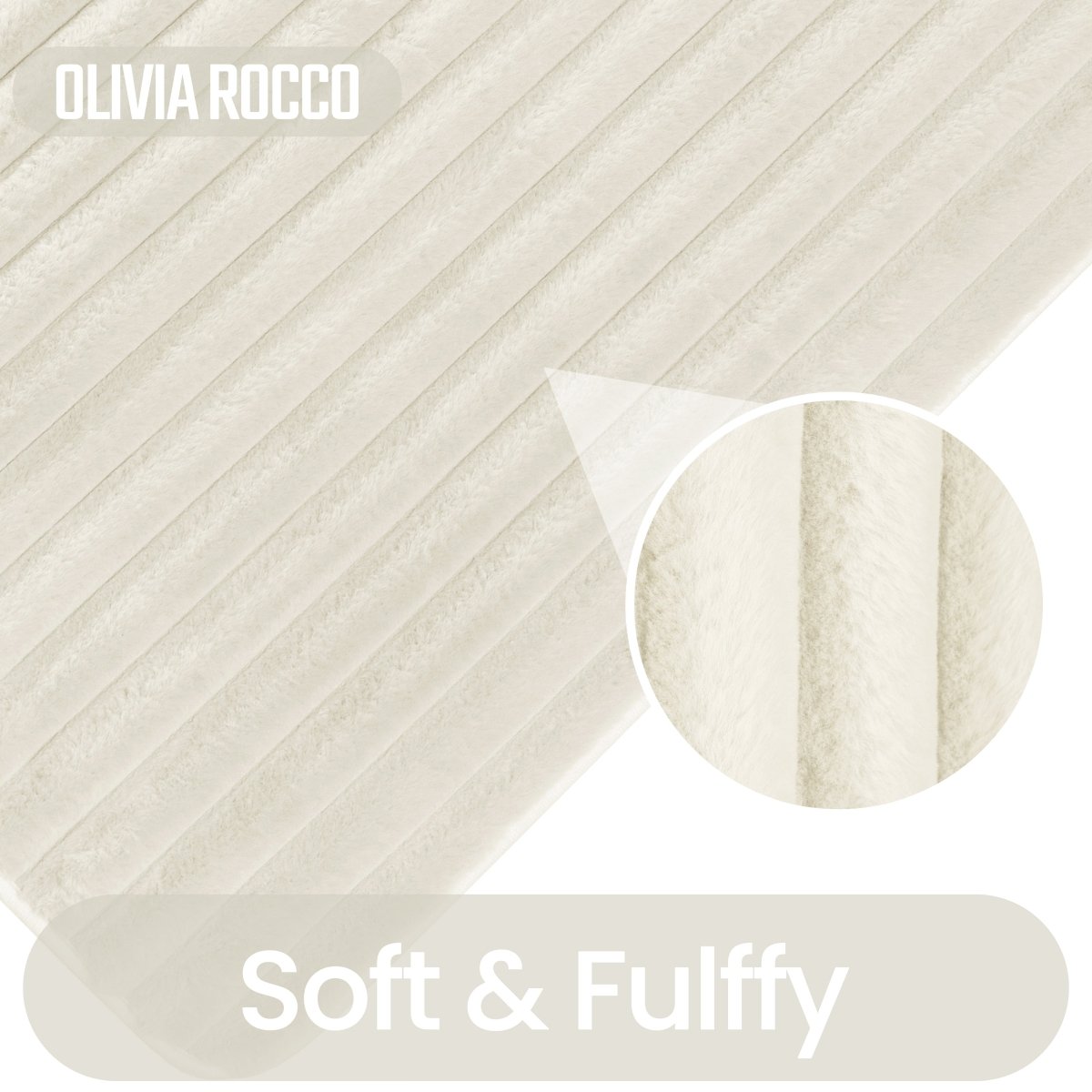 OLIVIA ROCCO 2 Piece Ribbed Bath Mat Set Cream Extra Soft Non Slip Super Absorbent Easy - Joe’s Haven
