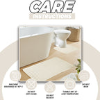 OLIVIA ROCCO 2 Piece Ribbed Bath Mat Set Cream Extra Soft Non Slip Super Absorbent Easy - Joe’s Haven