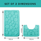 OLIVIA ROCCO Cali Bubbles 2 Piece Duck Egg Bath Mat and Pedestal Set Non Slip Super Soft Easy - Care Home Essential - Joe’s Haven