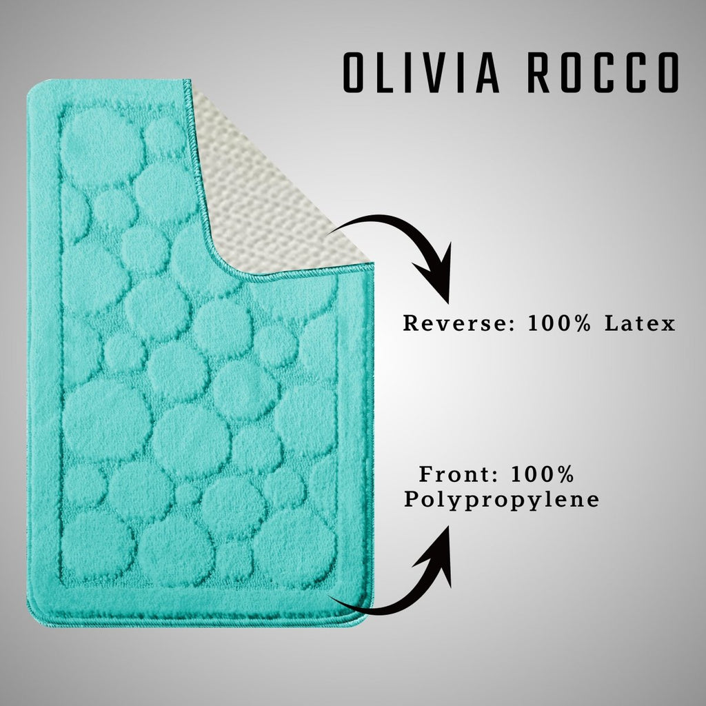 OLIVIA ROCCO Cali Bubbles 2 Piece Duck Egg Bath Mat and Pedestal Set Non Slip Super Soft Easy - Care Home Essential - Joe’s Haven