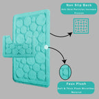 OLIVIA ROCCO Cali Bubbles 2 Piece Duck Egg Bath Mat and Pedestal Set Non Slip Super Soft Easy - Care Home Essential - Joe’s Haven