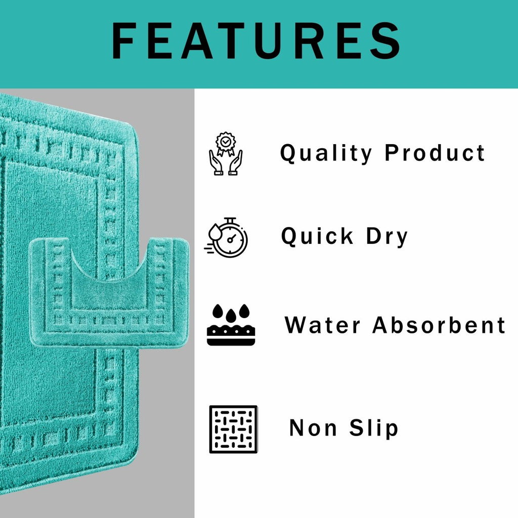 OLIVIA ROCCO Miami 2 Piece Duck Egg Bath Mat And Pedestal Set Non Slip Soft And Absorbent - Joe’s Haven