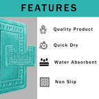 OLIVIA ROCCO Miami 2 Piece Duck Egg Bath Mat And Pedestal Set Non Slip Soft And Absorbent - Joe’s Haven
