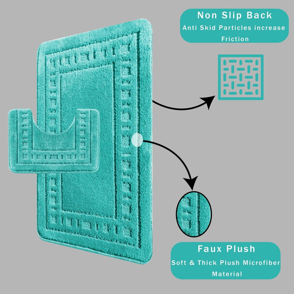 OLIVIA ROCCO Miami 2 Piece Duck Egg Bath Mat And Pedestal Set Non Slip Soft And Absorbent - Joe’s Haven
