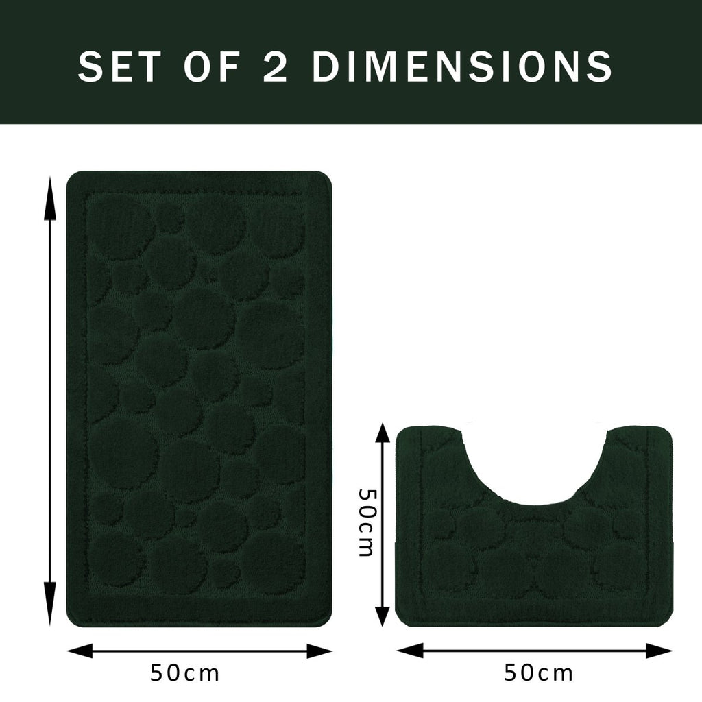 OLIVIA ROCCO Cali Bubbles Emerald Green Bath Mat And Pedestal Set Non Slip Hotel - Quality Everyday Comfort - Joe’s Haven