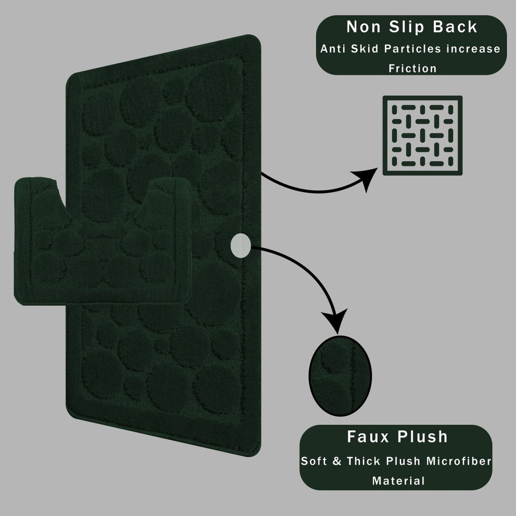 OLIVIA ROCCO Cali Bubbles Emerald Green Bath Mat And Pedestal Set Non Slip Hotel - Quality Everyday Comfort - Joe’s Haven