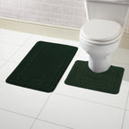 OLIVIA ROCCO Miami 2 Piece Emerald Green Bath Mat And Pedestal Set Non Slip Super Soft Easy - Care Home Essential - Joe’s Haven
