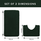 OLIVIA ROCCO Miami 2 Piece Emerald Green Bath Mat And Pedestal Set Non Slip Super Soft Easy - Care Home Essential - Joe’s Haven