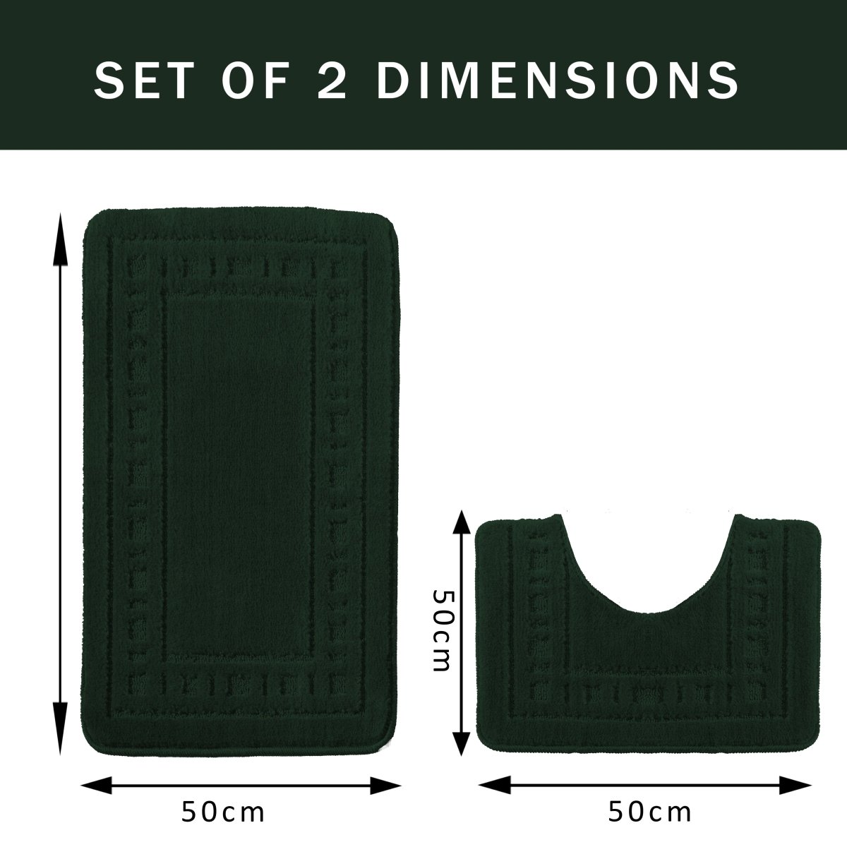 OLIVIA ROCCO Miami 2 Piece Emerald Green Bath Mat And Pedestal Set Non Slip Super Soft Easy - Care Home Essential - Joe’s Haven