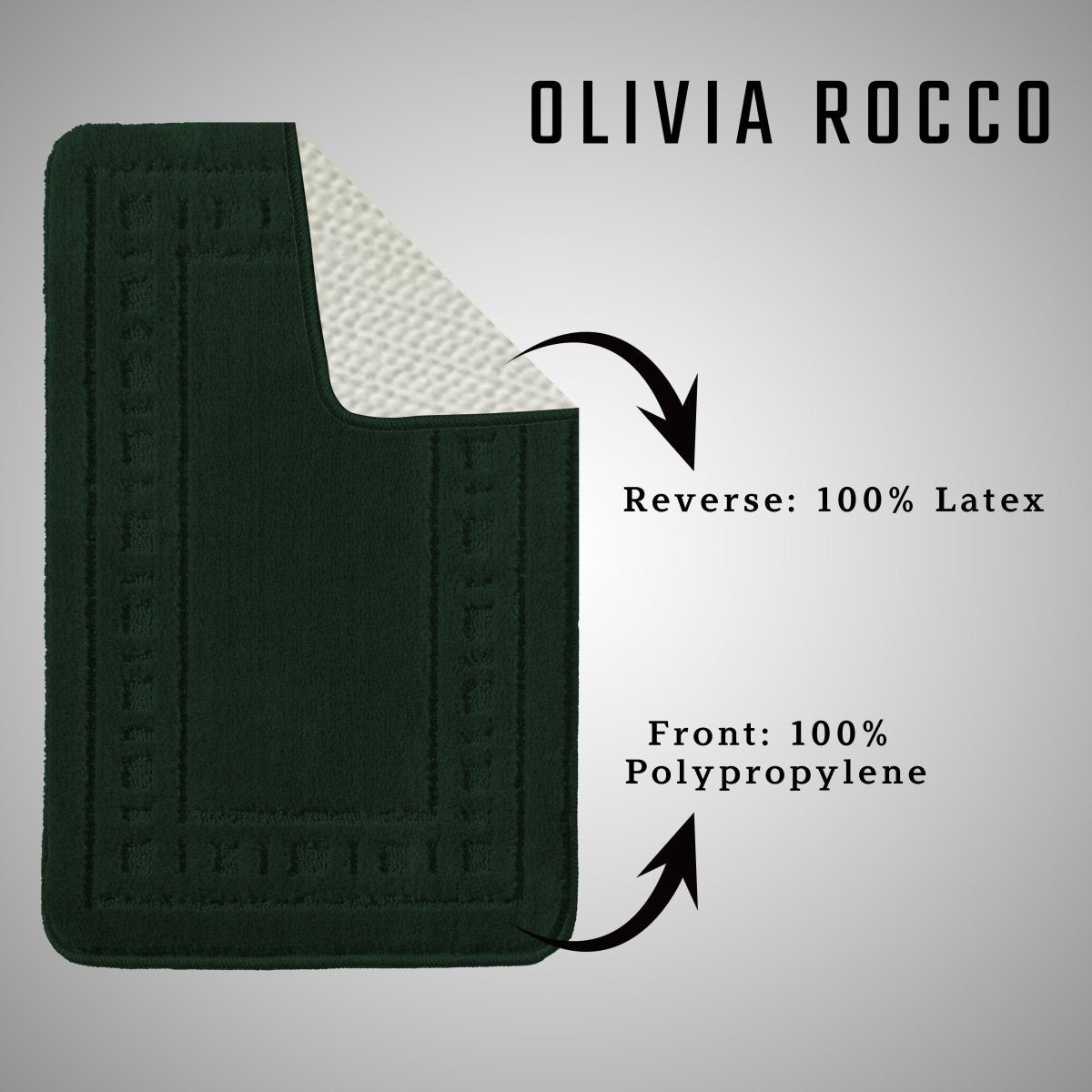 OLIVIA ROCCO Miami 2 Piece Emerald Green Bath Mat And Pedestal Set Non Slip Super Soft Easy - Care Home Essential - Joe’s Haven
