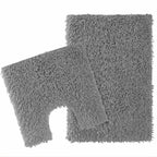 OLIVIA ROCCO Como 2 Piece Grey Bath Mat And Pedestal Set Non - Slip Super Absorbent Cotton Easy - Care Hotel - Quality Textile - Joe’s Haven