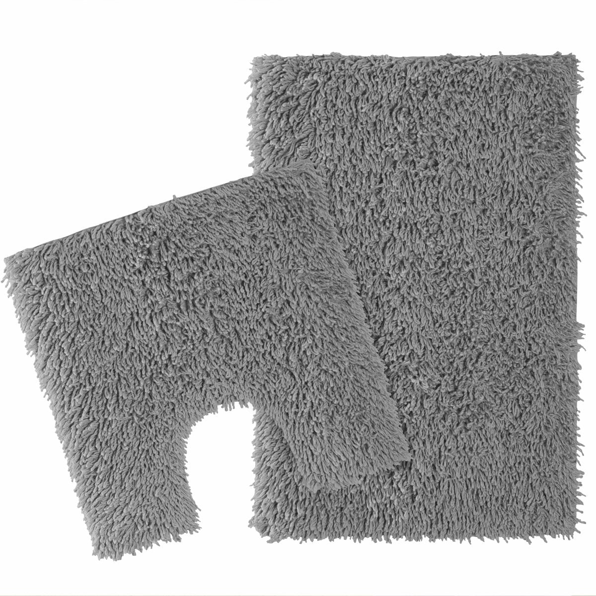 OLIVIA ROCCO Como 2 Piece Grey Bath Mat And Pedestal Set Non - Slip Super Absorbent Cotton Easy - Care Hotel - Quality Textile - Joe’s Haven