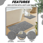 OLIVIA ROCCO Como 2 Piece Grey Bath Mat And Pedestal Set Non - Slip Super Absorbent Cotton Easy - Care Hotel - Quality Textile - Joe’s Haven