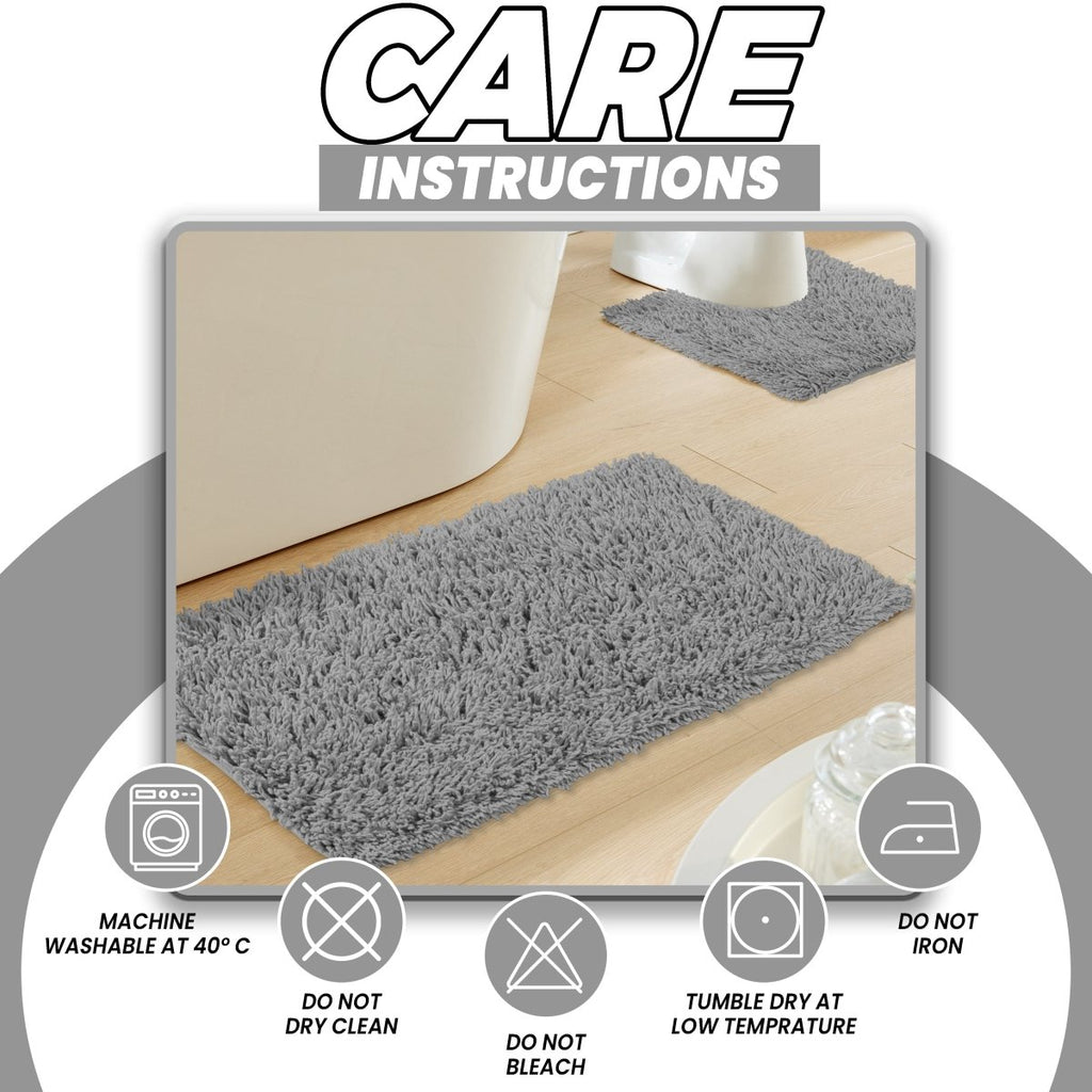 OLIVIA ROCCO Como 2 Piece Grey Bath Mat And Pedestal Set Non - Slip Super Absorbent Cotton Easy - Care Hotel - Quality Textile - Joe’s Haven