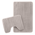 OLIVIA ROCCO 2 Piece Ribbed Bath Mat Set Natural Extra Soft Non Slip Super Absorbent Easy - Joe’s Haven