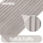 OLIVIA ROCCO 2 Piece Ribbed Bath Mat Set Natural Extra Soft Non Slip Super Absorbent Easy - Joe’s Haven