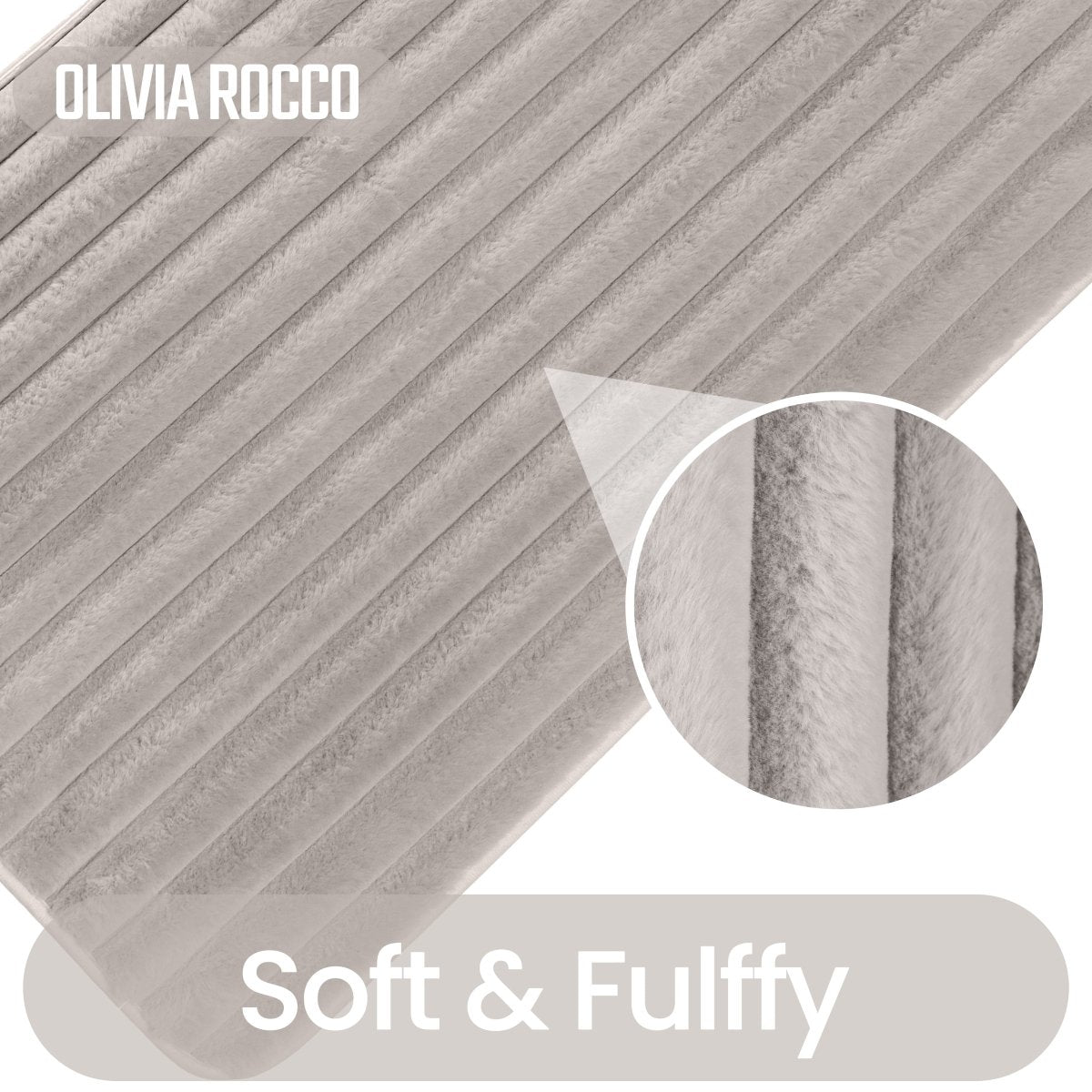 OLIVIA ROCCO 2 Piece Ribbed Bath Mat Set Natural Extra Soft Non Slip Super Absorbent Easy - Joe’s Haven