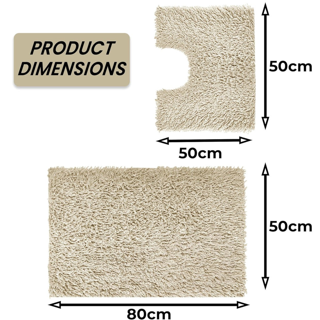OLIVIA ROCCO Como 2 - Piece Natural Bath Mat And Pedestal Set Non - Slip Super Absorbent - Joe’s Haven