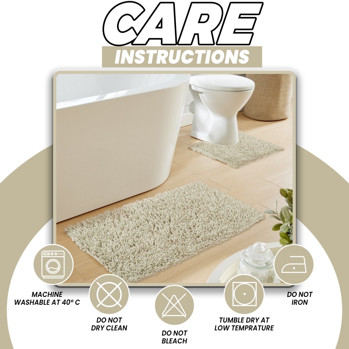 OLIVIA ROCCO Como 2 - Piece Natural Bath Mat And Pedestal Set Non - Slip Super Absorbent - Joe’s Haven
