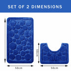 OLIVIA ROCCO Cali Bubbles 2 Piece Royal Blue Bath Mat And Pedestal Set Non Slip Easy - Care Hotel - Quality Textile - Joe’s Haven