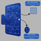 OLIVIA ROCCO Cali Bubbles 2 Piece Royal Blue Bath Mat And Pedestal Set Non Slip Easy - Care Hotel - Quality Textile - Joe’s Haven