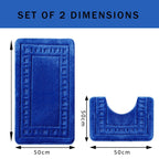 OLIVIA ROCCO Miami 2 Piece Royal Blue Bath Mat and Pedestal Set Non Slip Soft Absorbent - Joe’s Haven